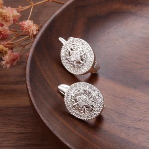 Classic 925 Sterling Silver Oval Natural Zircon Earrings for Women